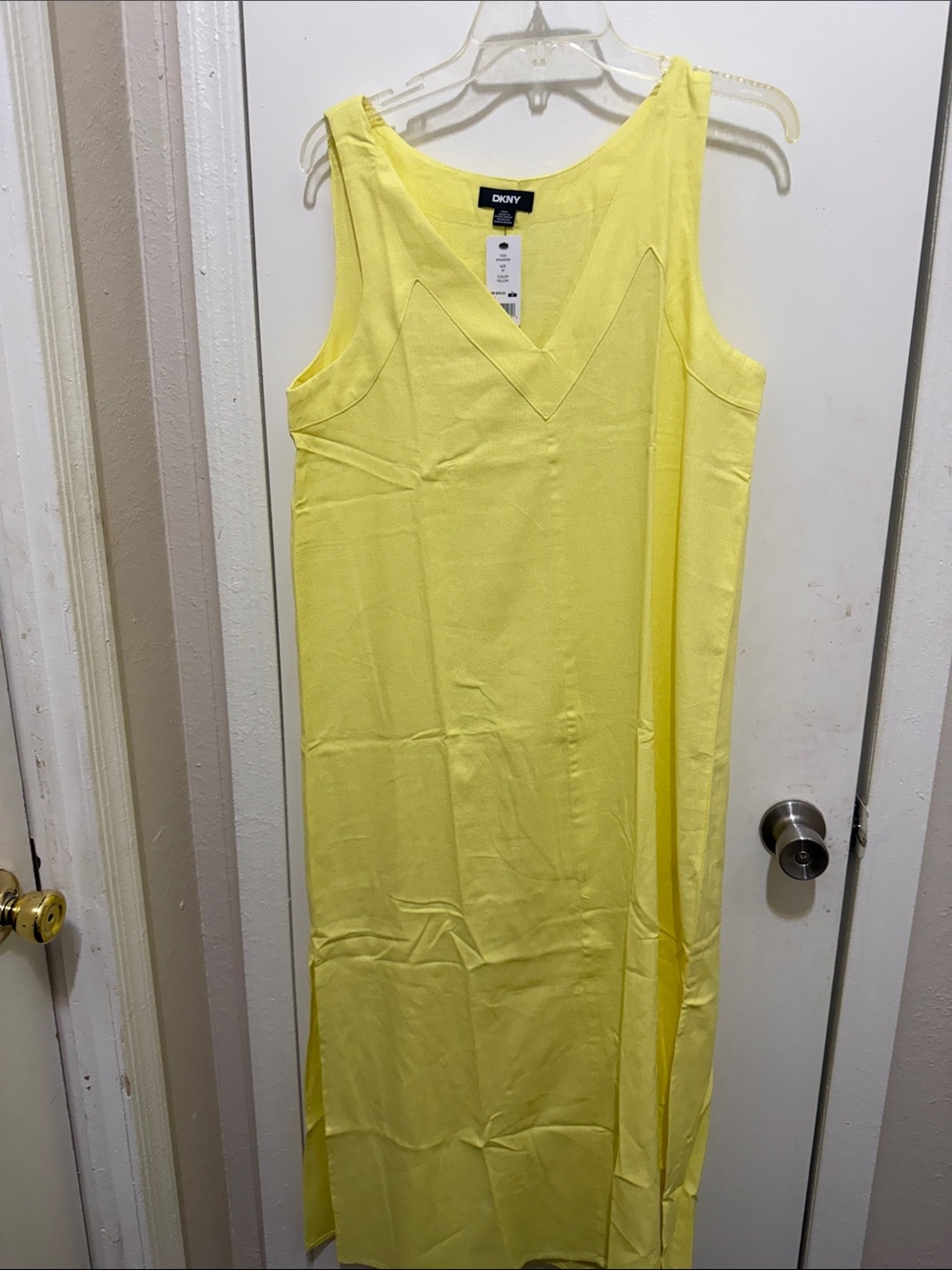 DKNY Bright Yellow Sleeveless Maxi Dress